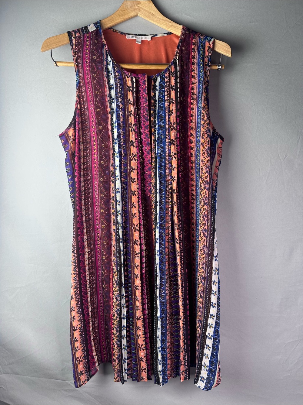 DR2 Multicolor Striped Boho Sleeveless Mini Dress